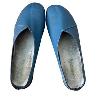SOCOFY Blue Leather Mule Driving Shoes Women 11 EU 42 Pebble Slip-On Comfort EUC